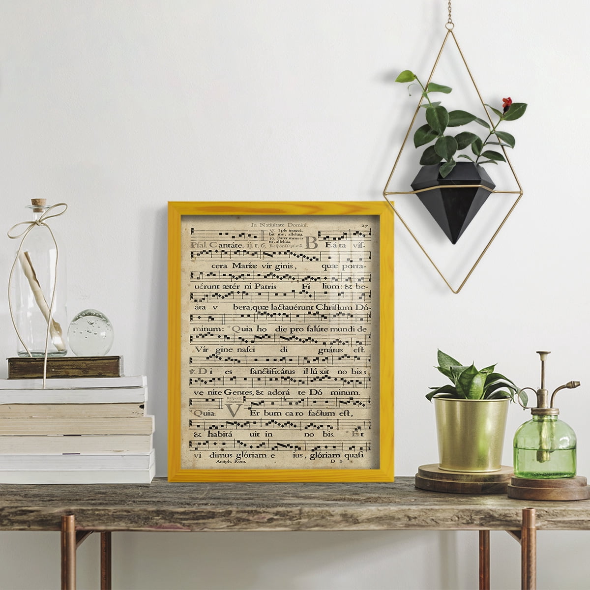 Vellum Songbook IV -Framed Print w/glass-Sunflower Yellow