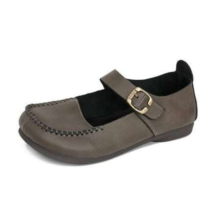 

Womens Flats with Instep Strap Square Toe Flat Shoes for Women Coffee Size 38