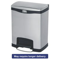 Rubbermaid Commercial Slim Jim Stainless Steel Step-On Container Front Step Style 8 gal Black