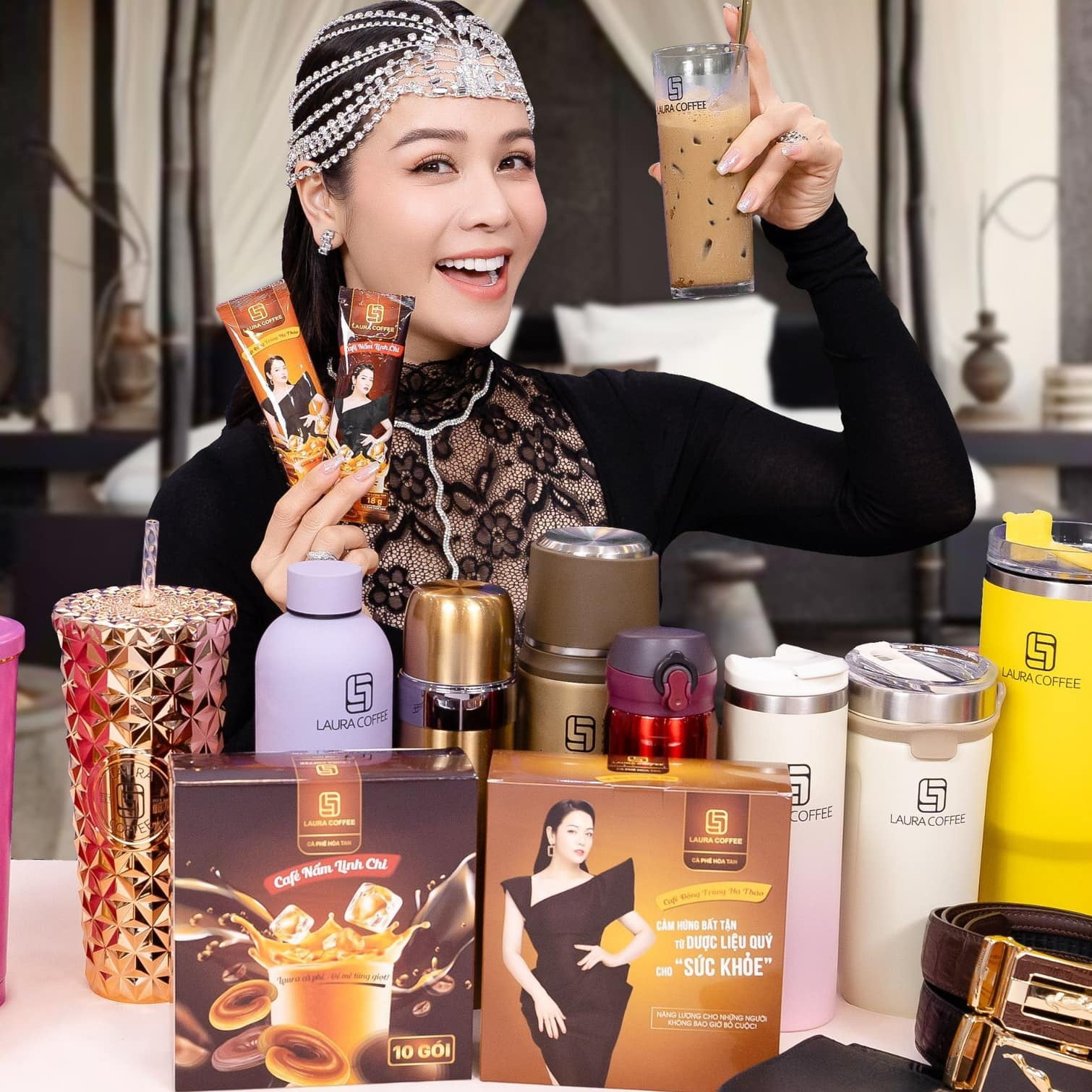 Laura Coffee Ca Phe Nhat Kim Anh 10 Pack/Box - Coffee Drink With Milk Flavor - NAM LINH CHI Version