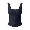 thumbnail image 3 of Smsaxvxz Tank Tops for Women Summer Fashion Square Neck Sleeveless Casual Solid Sexy Slim Blouse Tops Navy S, 3 of 6