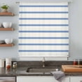 thumbnail image 5 of Navy Blue Striped Sheer Curtains 96 Inches Long, Rustic Blue Stripe Modern Art Beige Light Filering Curtains, Privacy Drapes Simi Floor to Veiling Curtain for Living Room Bedroom Window Treatment, 5 of 9