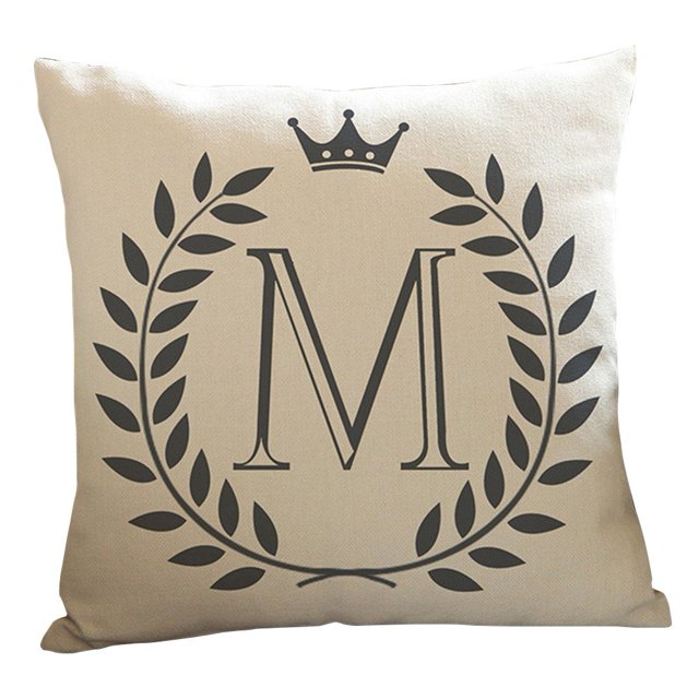 Cartoon Fashion English Letters Print Sofa Pillow Cushion Cover Home Decoration, multi-coloured, M