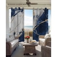 thumbnail image 4 of Marble Navy Blue Blackout Curtains 84 Inches Long for Bedroom, Abstract Gold White Brick Stone Motif Thermal Insulated Room Darkening Black Out Window Curtain Panels Grommet Drapes for Living Room, 4 of 8