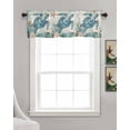 thumbnail image 3 of Teal Coastal Turtle Kitchen Valances for Windows Farmhouse Linen Window Valance Curtain for Living Room Window Treatment Vintage Summer Beach Nautical Coral Valance Rod Pocket Topper, 60 x 18 Inch, 3 of 6