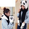 thumbnail image 5 of XIAOCHA Womens Panda‑Print Hooded Scarf Hat Plush Hats for Fall Winter Walk Hoodedscrafthats,Black, 5 of 7