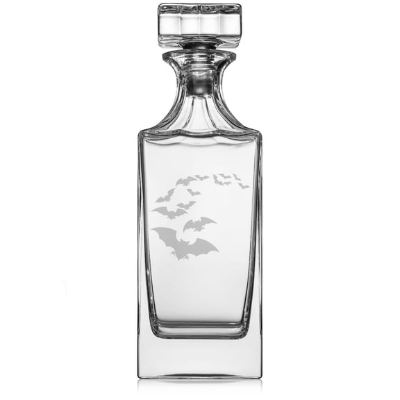 30 oz Glass Whiskey Decanter with Glass Stopper Gift Bat Colony