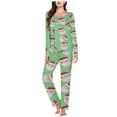 thumbnail image 2 of Censtreet V-neck Long Sleeved Pajamas Set for Women,Printed Casual Sleepwear,2 Piece Christmas Snug-Fit Loungewear, 2 of 5