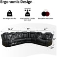 thumbnail image 2 of Power Recliner Sofa Sectional Couches with LED Light for Living Room,Leather Reclining Corner Sectional Sofa with 2 Recliner Seats,Cup Holder,Storage Console for Home Theater Seating, Black, 2 of 6