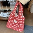 thumbnail image 4 of Bolso Tipo Chaleco Terciopelo Tipo Gofre Bolso Mano Gran Capacidad para Ir Al Bolso Sencillo para Clase Estudiante Rojo, 4 of 6