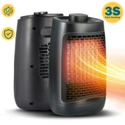 Portable Heater, Quiet Oscillating Heater with Tip-Over and Overheat Protection, PTC Ceramic Heater with 3 Modes