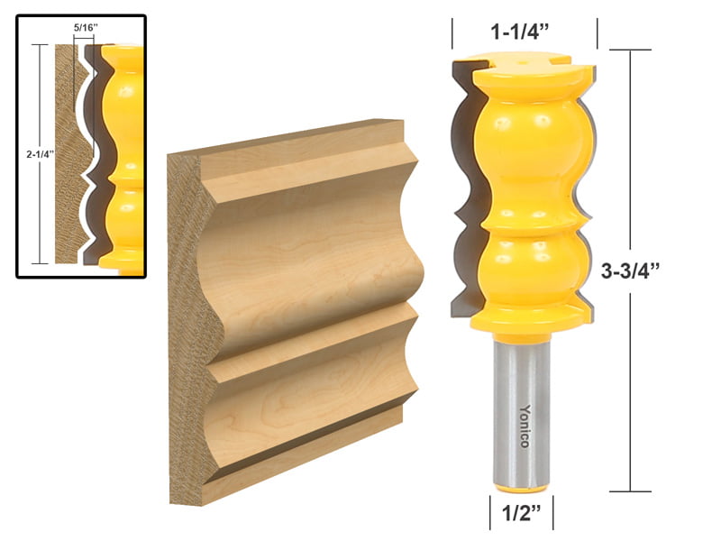 Yonico 16143 52-Degree/38-Degree Crown Molding Router Bit 1/2-Inch Shank