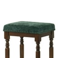 thumbnail image 6 of Set of 2 Rustic Wooden Counter Stools, 26-Inch Farmhouse Barstools with Green Fabric Padded Seat, Nailhead Trim, Distressed Walnut Finish &amp; Turned Legs – Counter-Height Kitchen Seating, 6 of 8