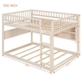 thumbnail image 4 of Full over Full Bunk Bed with LED Lights and Storage Shelves, Convertible 2-in-1 Solid Wood Adult Bunk Bed with Angled Ladder and Full-Length Guardrails, Beige, 4 of 9