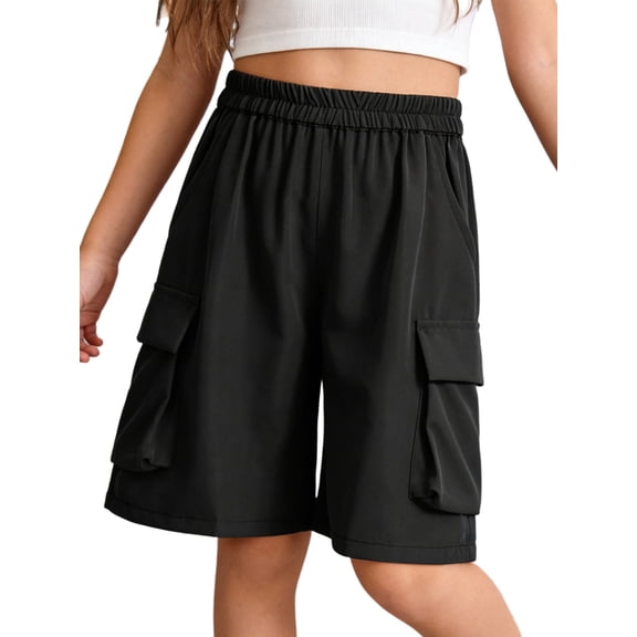 Haitryli Girls Kids Boys Cargo Shorts Hip-hop Fashion Clothing And Work Pants Gymnastic Trunk Gym Bottoms Black 170-3XL