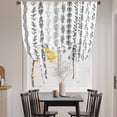 thumbnail image 3 of Black Botanical Balloon Curtains for Living Room/French Door, Modern Farmhouse Tropical Leaves Tie Up Curtains 63 Inch Length Energy Saving Kitchen Curtains Shades for Windows 42"x63", 3 of 8