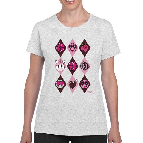 Lucky Love Emojis - Retro Argyle Graphic Women's T-shirt