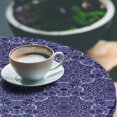 thumbnail image 2 of Ambesonne Mandala Fitted Round Tablecloth, Bohemian Floral Circle, 36"- 40" Diameter, Purple White and Blue, 2 of 5
