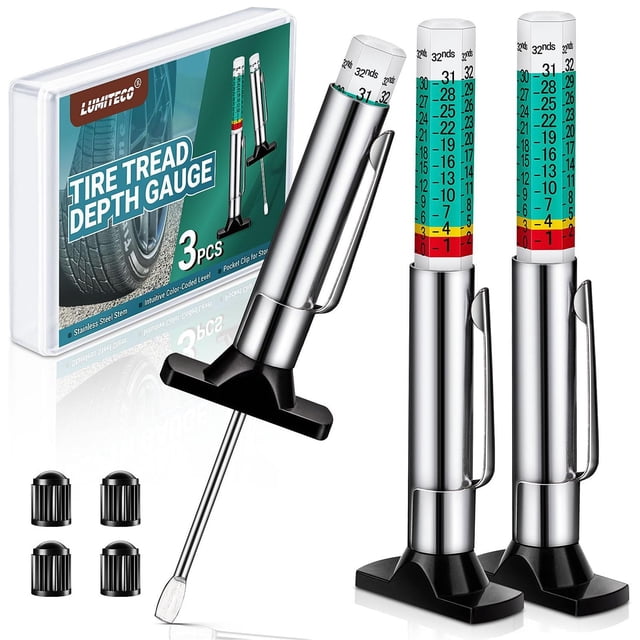 Calibradores de Profundidad de Banda de Rodadura Lumiteco Codificados por Colores 1/32 Pulgadas Paqu
