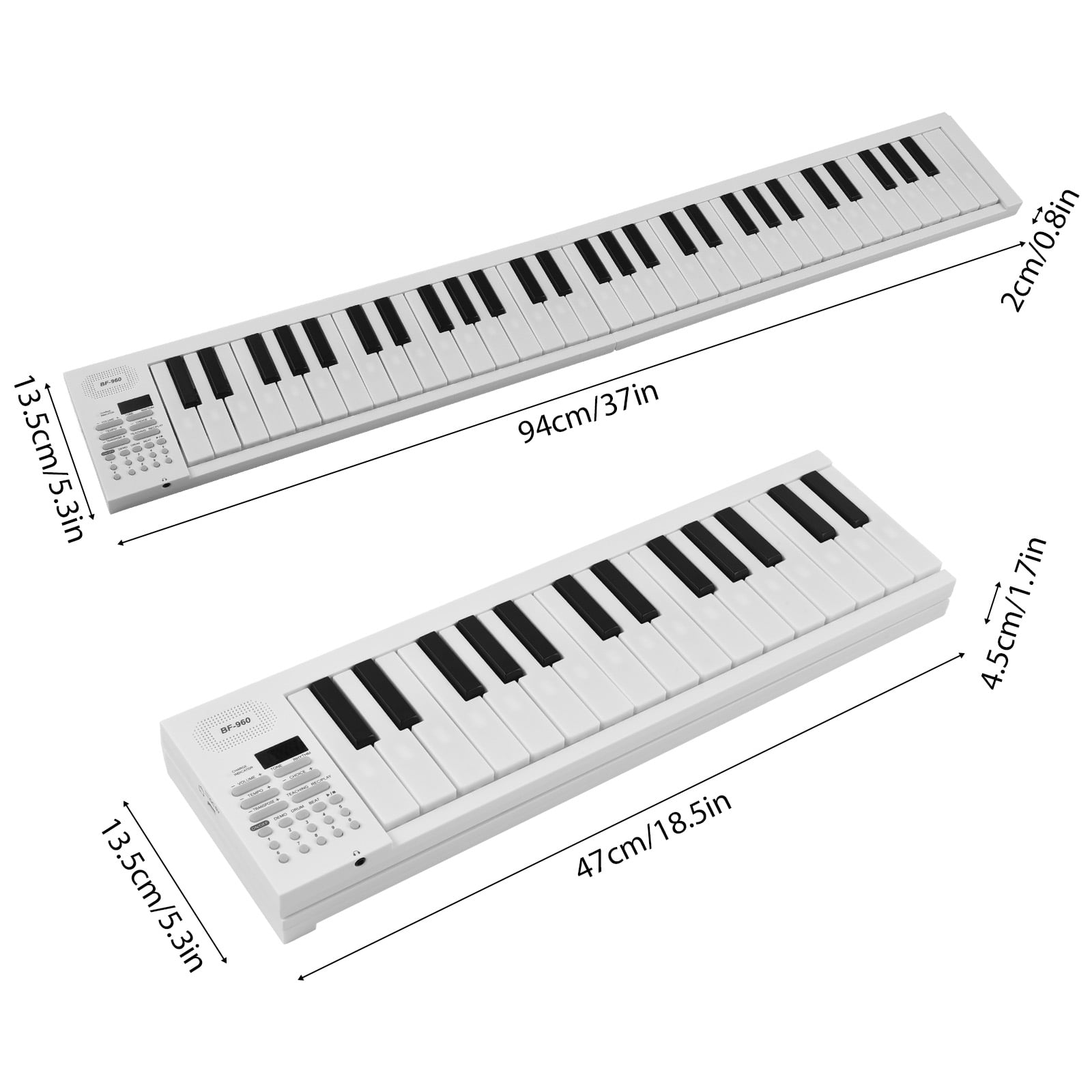 OUTGOO 61 Keys Folding Piano Keyboard, Portable Electric Keyboard Piano with Teaching Mode, Recording, Playback, Carrying Bag and Power Supply, Digital Music Keyboard for Kids Adult Beginners
