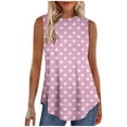 thumbnail image 2 of HOZADOIE Camisoles pour Femmes Imprimé Coloré Printemps Été Stylées Sans Manches à Blocs de Couleur Col Ras du Cou Coupe Décontractée Quotidienne Polyvalente Coupe Ample Ourlet Asymétrique Chandail Tunique Chandails Confortables Camisoles, 2 of 6