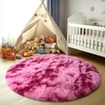 thumbnail image 4 of SARAG 4x4ft Circle Rug for Living Room,Furry Carpet for Children Kids Room,Tie-Dye Dark Red, 4 of 8