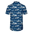 thumbnail image 6 of Mens Hawaiian Shirt Short Sleeve Shark Print Button Down Lapel T Shirt Loose Summer Seaside Casual Comfortable Beach Shirts for Men Blue XXXL, 6 of 6