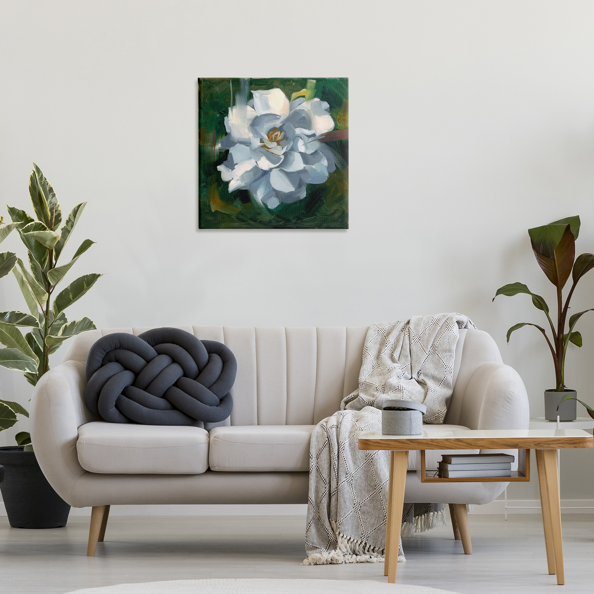 Stupell Industries Paint Streaked Flower Botanical & Floral Painting Gallery Wrapped Canvas Art Print Wall Art, 24 x 24