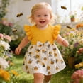 thumbnail image 2 of FYDUU Baby Girl Easter Outfit Summer Sleeveless Dress Adorable Print Ribbed Ruffle Hem Casual Dress Infant Cute Sundress Party Dress Valentine's Day Dress, 2 of 9
