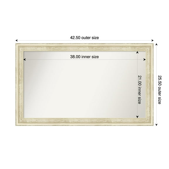 Amanti Art Custom Wall and Bathroom Mirror (25.5 x 42.5 in.), Country White Wash Frame