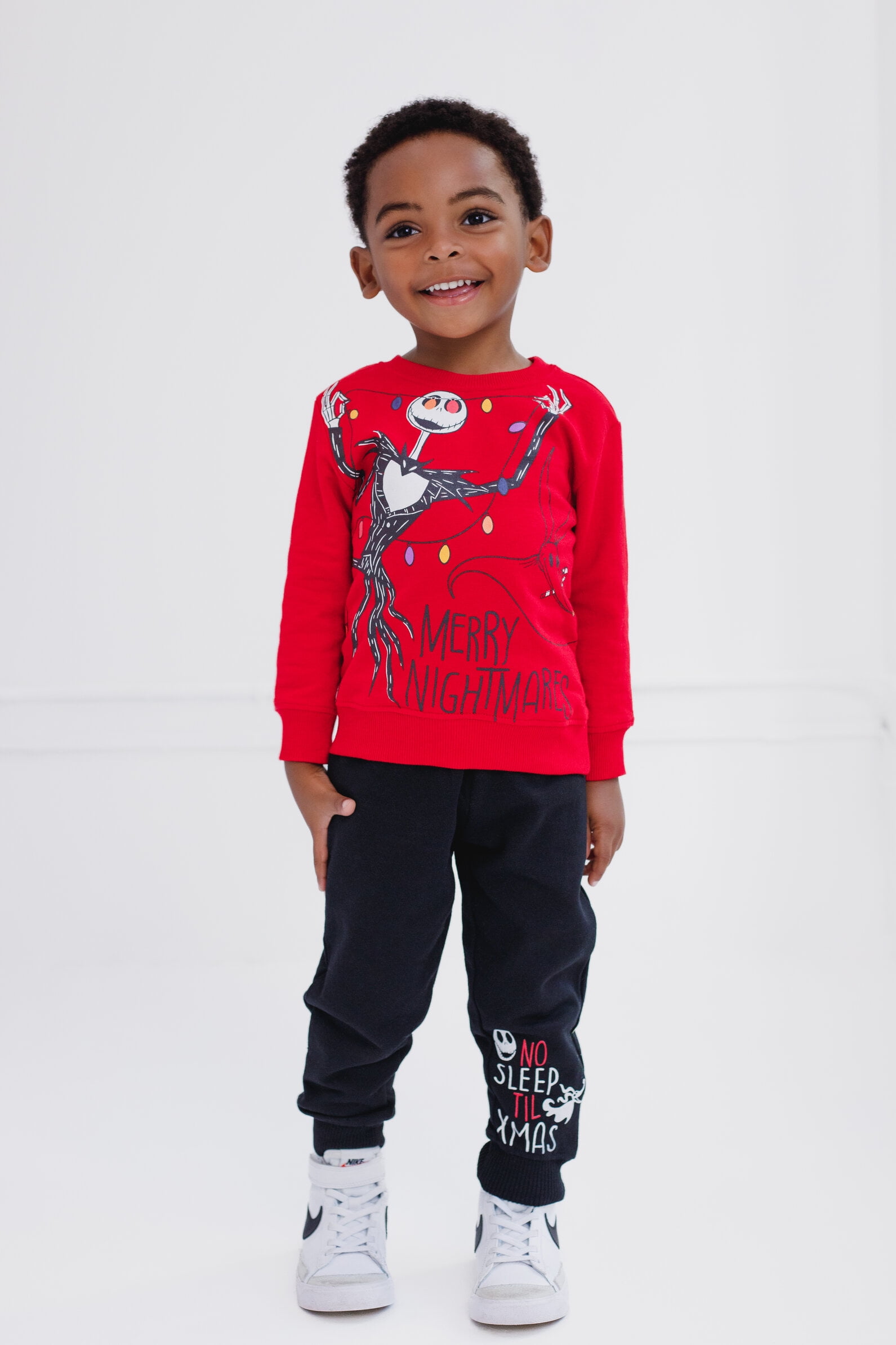 Disney Nightmare Before Christmas Jack Skellington Fleece Sweatshirt and Jogger Pants Outfit Set Toddler to Big Kid