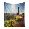 thumbnail image 1 of Wine Soft Flannel Fleece Throw Blanket, White Drink Cask on Famous Vineyard in Chianti Tuscany Agriculture, Cozy Plush for Indoor and Outdoor Use, 60" x 80", Green Brown Pale Blue, by Ambesonne, 1 of 6