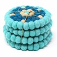 thumbnail image 3 of Ensemble de 4 Sous-Verres en Feutre Fabriqués à la Main, Fleur Turquoise, 3 of 3