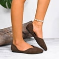 thumbnail image 4 of Women's Retro Suede Pointed Toe Ballets Flats Comfortable V Cut Loafers Lightweight Slip On Walking Dress Shoes Brown Size 9, 4 of 7