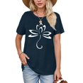 thumbnail image 2 of NAMTYQX Womens Tops Casual Cool Stretch Muster Printed Hip Crewneck Short Sleeve Oversize Loose Fitting Tops for Women 2025 Navy Size L, 2 of 4