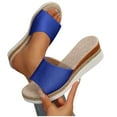 thumbnail image 4 of Sandalias De Mujer Clearance, Xunlbb Women's Fashion Casual Summer New Solid Color Thick Bottom Beach Fish Mouth Wedge Slippers(Blue,Size:40), 4 of 9