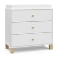 thumbnail image 3 of Storkcraft California 3 Drawer Dresser with Infant Changing Topper, White with Driftwood, 3 of 16
