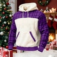 thumbnail image 2 of KeShDi Christmas Flannel Shirt for Men's Christmas Plaid Fleece Long Sleeve Hooded Sweatshirt Purple 2X, 2 of 3