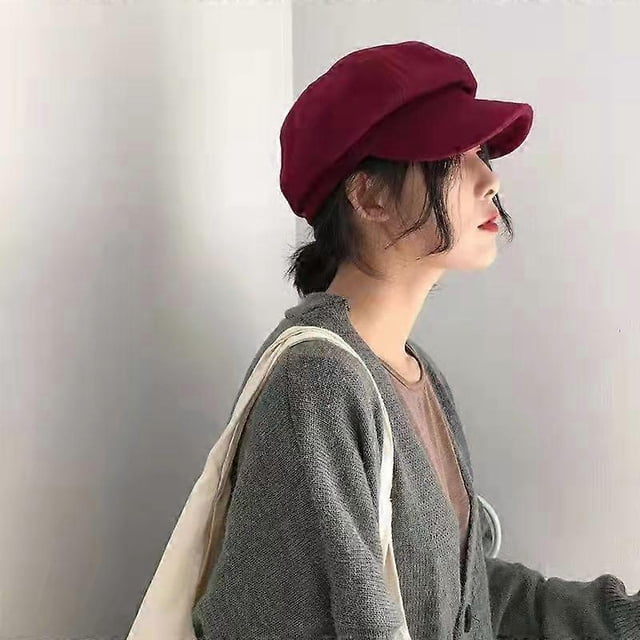 Gorro de mujer, boina francesa, gorro de lana cálido, gorro de vendedor de periódicos, gorro plano, gorro de invierno, gorro de mujer, gorro octogonal.