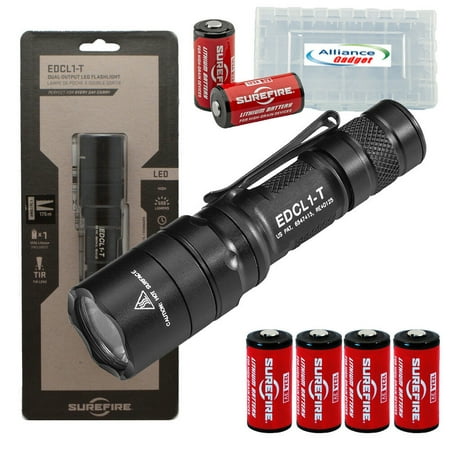 SureFire EDCL1-T Flashlight EDC 500 Lumens w/ 6 Extra CR123A Batteries and