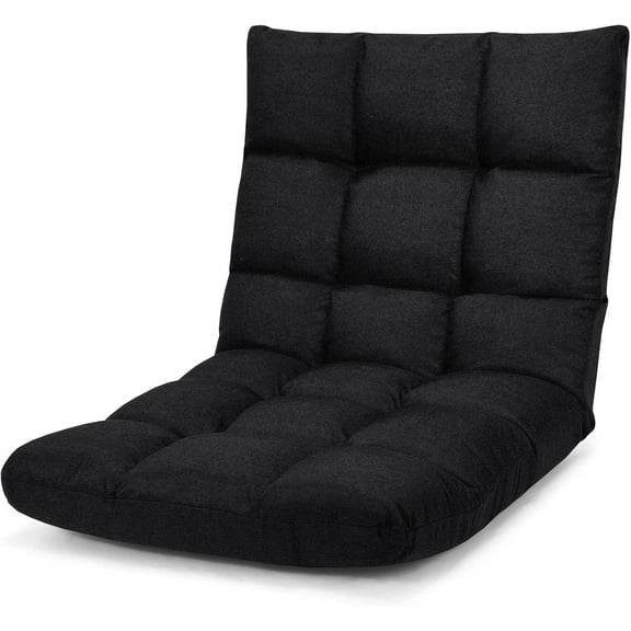 CRXX Floor Sofa Chair Video Gaming Chair with 14 Adjustable Position, Padded Back Support Floor Cushioned Seat, Folding Lazy Chair for Meditation, Reading, Watching, Living Room Recliner(Black)