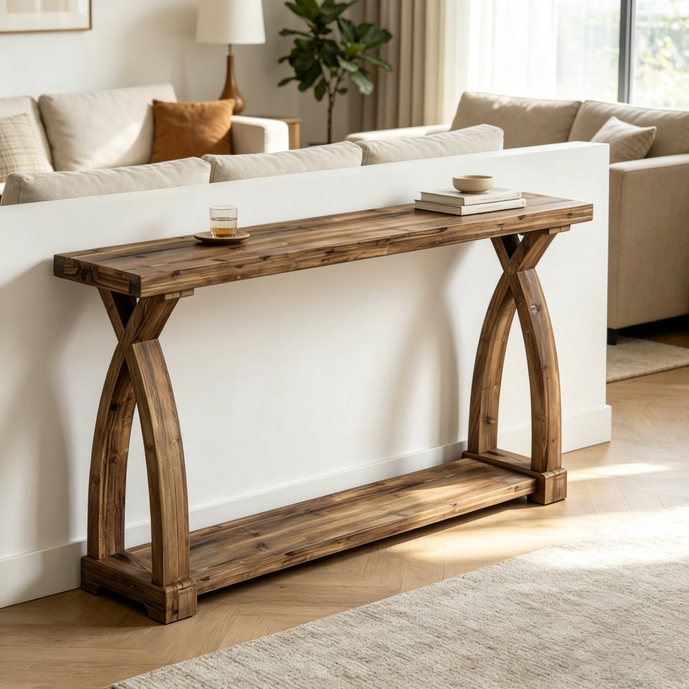Long Console Table, Slim Narrow Entryway Table, Modern Industrial Accent Table, Sturdy Metal Frame Sofa Back Display Table, Multifunctional Hallway Console for Living Room, Bedroom, Foyer