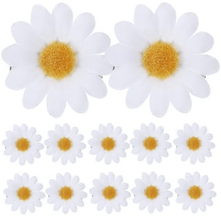 Daisy hair clips, white felt daisies, individual clip or pigtail set, baby  and toddler hair accessories