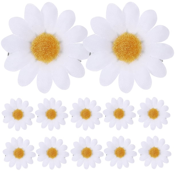 12 unids Simulación Daisy Play Clips Flor Fresh Hair Barrettes Pines de pelo para damas y niñas (blanco)
