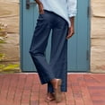thumbnail image 5 of Women Pants on Under $5! Cagogo Womens Linen Pants Wide Leg High Waisted Drawstring Casual Loose Pants Summer Comfy Business Casual Work Beach Pants with Pockets, 5 of 7