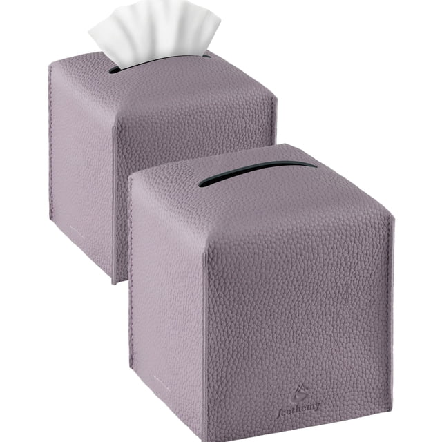 Funda para pañuelos Jeethemy, cuadrada, piel sintética, doble, color morado