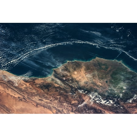 Satellite view of Moroccan Coastline along Atlantic Ocean Poster Print by Panoramic Images (24 x 18)