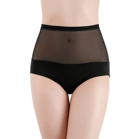 

TAIAOJING Thongs For Women High Waist Cotton Mesh Transparent Abdominal Lift Charming Breathable Underwear Panties Brief