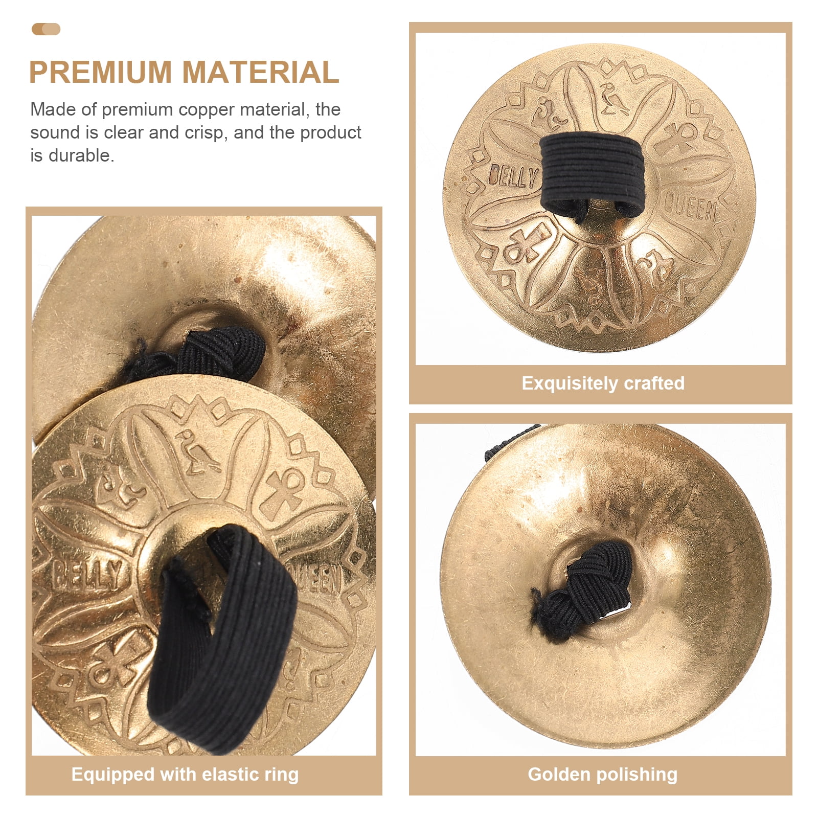 Clispeed Golden Copper Cymbals for Small Hand Percussion Instruments 4Pairs