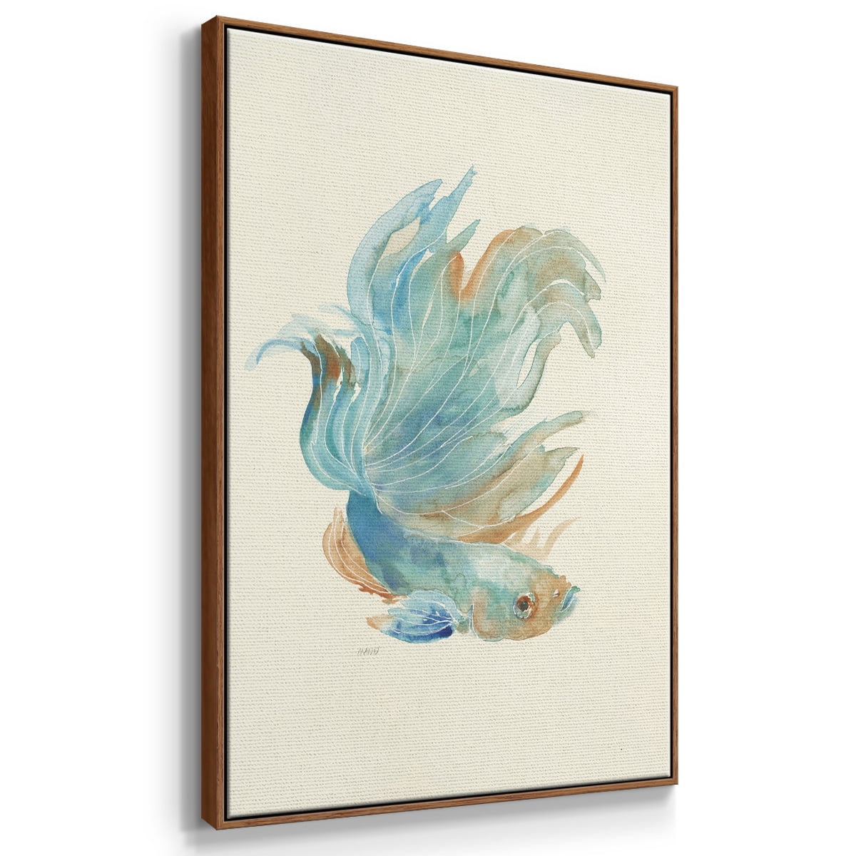 Betta I Framed Premium Gallery Wrapped Canvas - Ready to Hang - 17 x 25 - Walnut Floating Frame